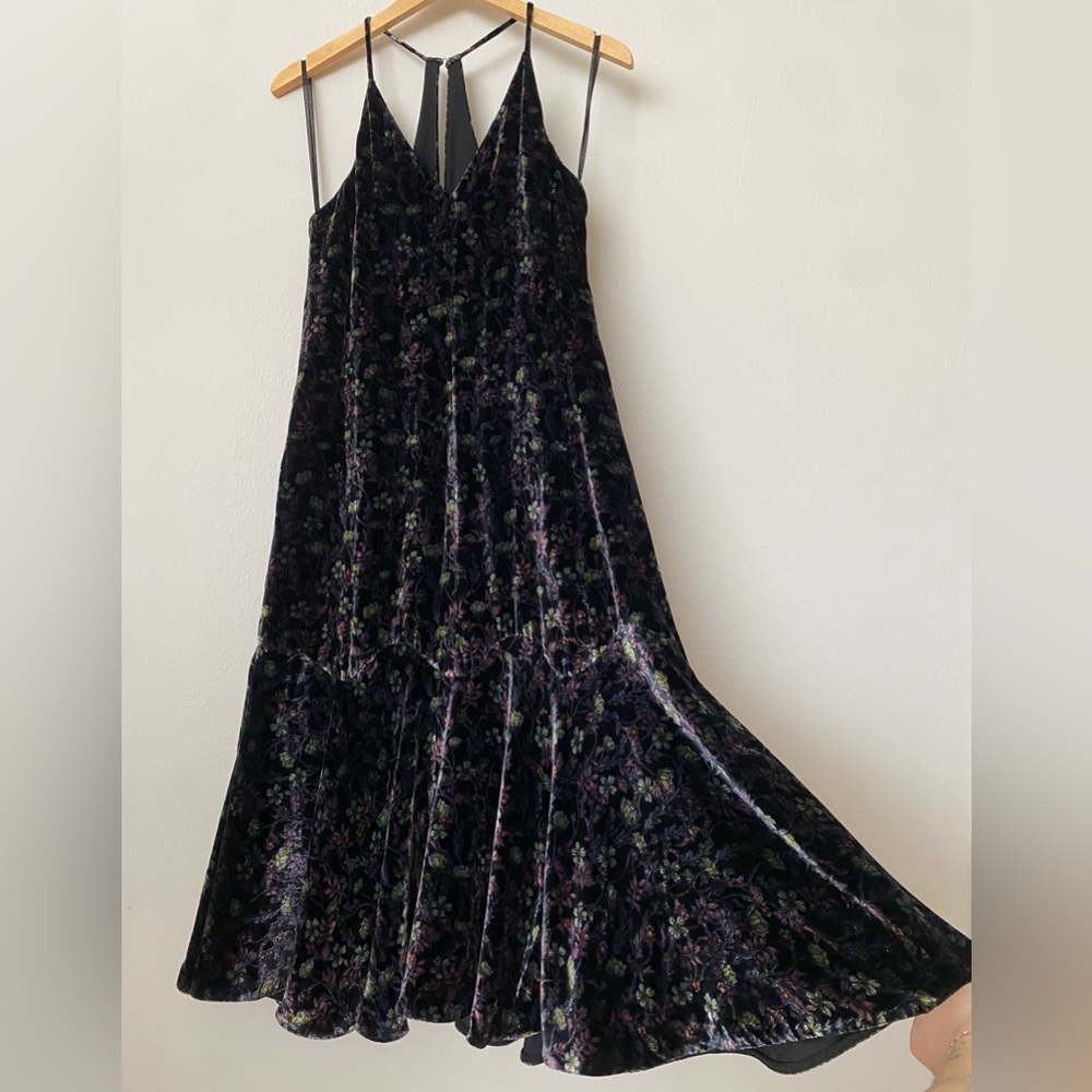 Rebecca Taylor Velvet Dark Floral Dress - Size Small